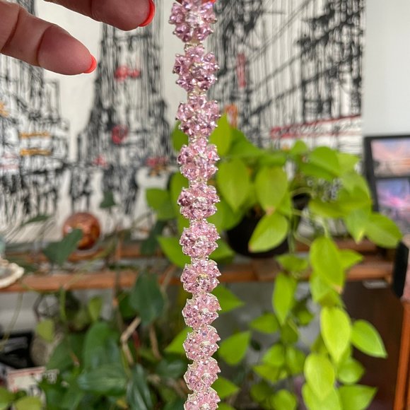 Sterling Silver Pink Floral  Tennis Bracelet - Picture 5 of 8